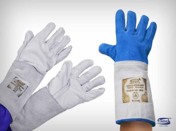Luvas de Raspa e de Vaqueta: 3 luvas de segurança Zanel: par de vaqueta cinza clara e luva de raspa Heat azul.
