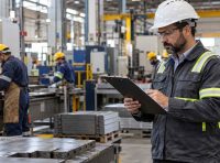 profissional de segurança avaliando operação industrial para dimensionamento do sesmt conforme a nr4