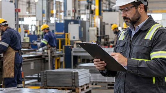 profissional de segurança avaliando operação industrial para dimensionamento do sesmt conforme a nr4